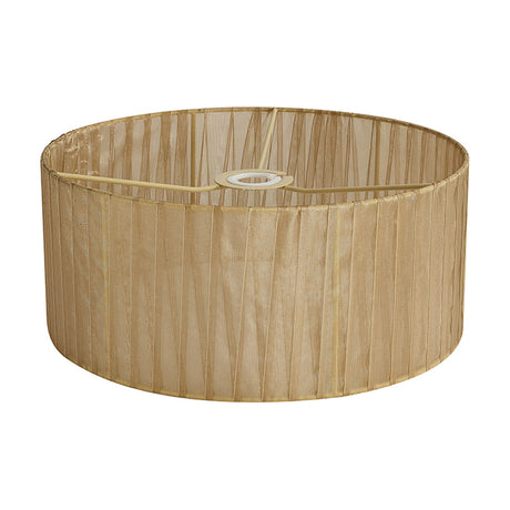 Serena Lamp Shade 35cm, a broad drum-shaped lampshade in soft bronze organza fabric with pleated panels and a white fitter ring, shown on a plain white background.