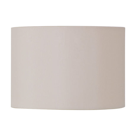 Serena Lamp Shade 16cm, a short wide drum-shaped shade in nude beige faux silk with a subtle sheen, shown against a plain white background.