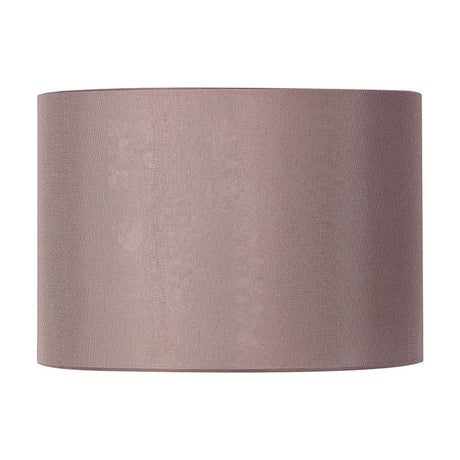 Serena Lamp Shade in taupe faux silk with a wide cylindrical drum shape, shown on a plain white background.