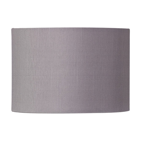 Serena Lamp Shade in grey faux silk with subtle woven texture, shallow cylinder shape with straight sides, shown against a plain white background.