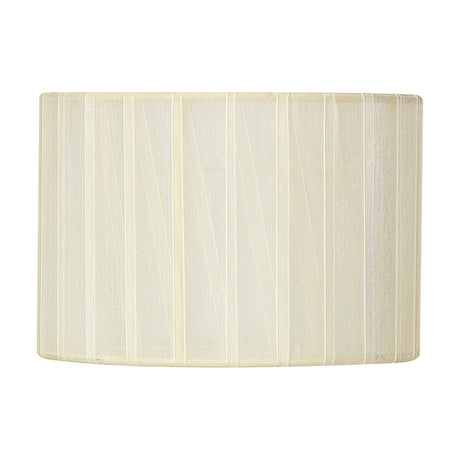 Serena Lamp Shade 16cm, a short broad cylinder in cream organza fabric with vertical seam lines, shown on a plain white background.