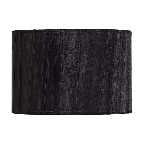 Serena Lamp Shade in black organza fabric, a small pleated cylindrical drum shade with soft open weave texture, shown on a plain white background.