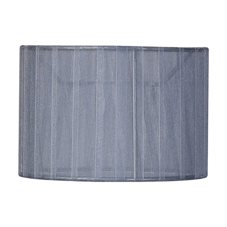Serena 16cm cylinder lamp shade in grey organza fabric with fine vertical ribbing, shown on a plain white background.