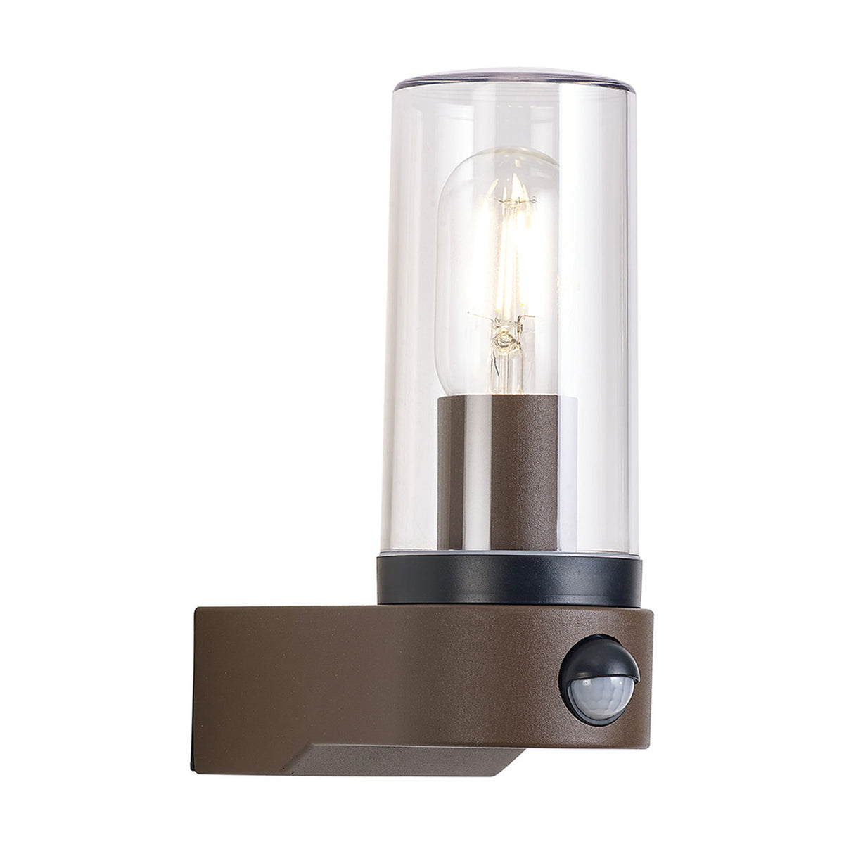 Milo IP54 Outdoor Wall Light 21.8cm High Clear - Dark Brown