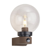 Milo IP54 Globe Outdoor Wall Light 27.3cm High Clear - Dark Brown