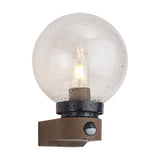Milo IP54 Globe Outdoor Wall Light 27.3cm High Clear - Dark Brown