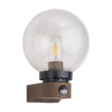 Milo IP54 Globe Outdoor Wall Light 27.3cm High Clear - Dark Brown