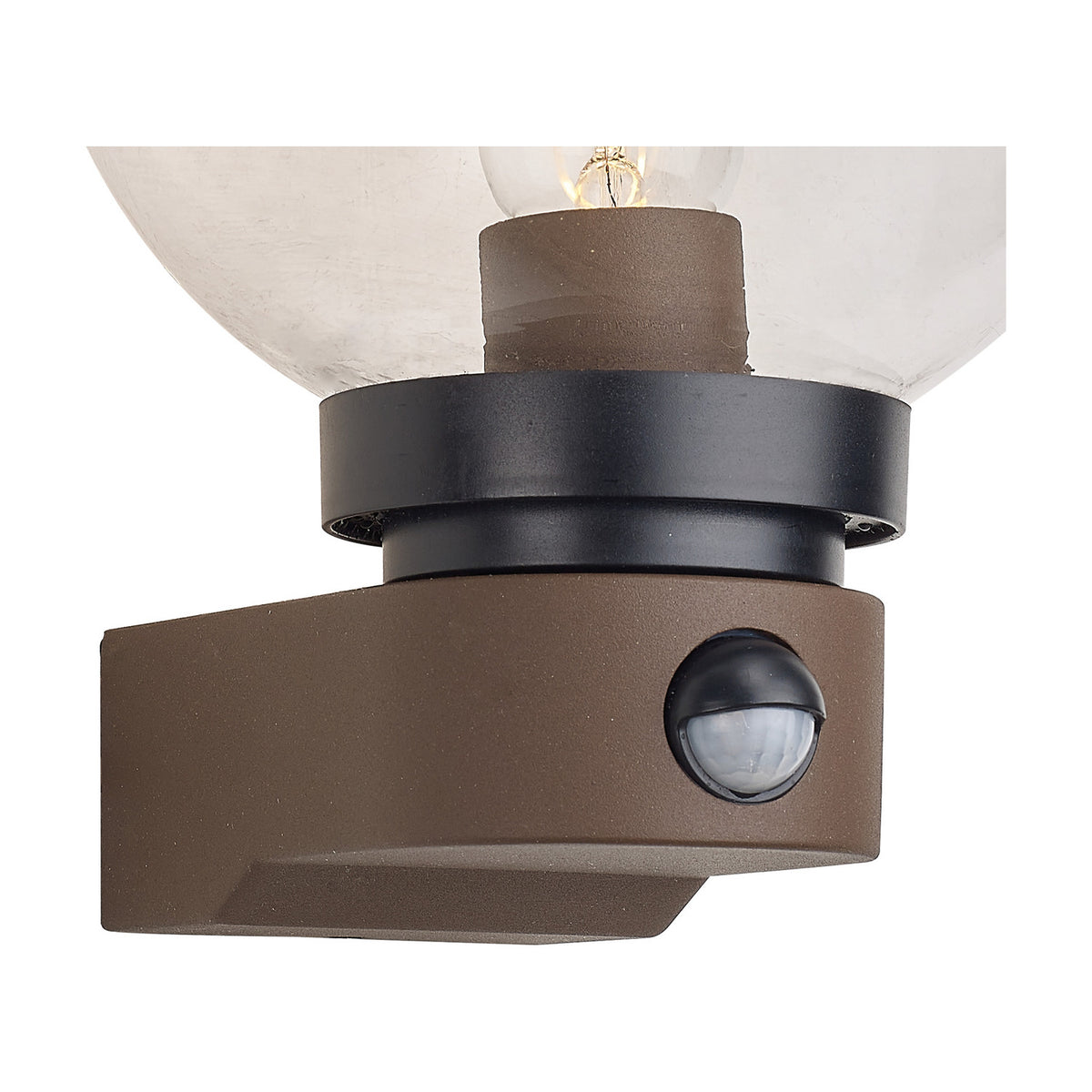 Milo IP54 Globe Outdoor Wall Light 27.3cm High Clear - Dark Brown
