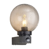 Milo IP54 Globe Outdoor Wall Light 27.3cm High Smoke - Dark Grey