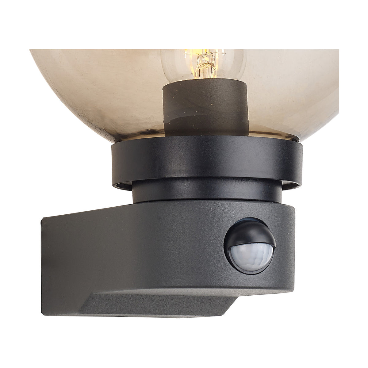Milo IP54 Globe Outdoor Wall Light 27.3cm High Smoke - Dark Grey