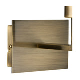 Clara 1 Light E27 Wall Light in antique brass iron, shown side-on with rectangular backplate, arm, rocker switch, and open shade frame on a plain white background.