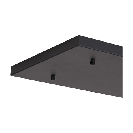 Close-up of the Hayes Linear No-Hole Ceiling Rose in satin black, showing its rectangular plate with two small mounting pins, set against a plain white background.