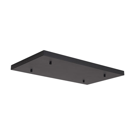 Hayes Linear Ceiling Rose 55cm Long in satin black, a rectangular iron plate with four visible fixing points along its length, shown on a plain white background.