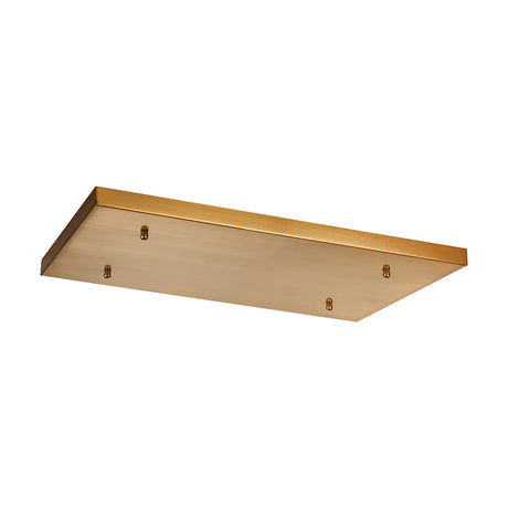 Hayes Linear No-Hole Ceiling Rose, a rectangular brass ceiling plate with four visible mounting posts on its underside, shown against a plain white background.