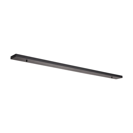 Hayes Linear No-Hole Ceiling Rose, a 1.4m long rectangular satin black plate with an unpierced face, shown at an angle on a plain white background.