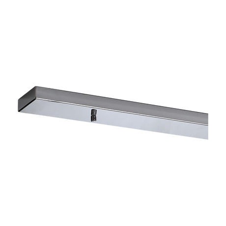 Hayes Linear No-Hole Ceiling Rose, a 1.4m long slim polished chrome bar with a small screw-in connector on the underside, shown against a plain white background.