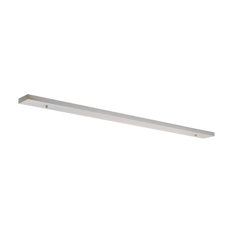 Hayes Linear No-Hole Ceiling Rose, a slim rectangular white plate 1.4m long, shown at an angle on a plain white background with two fixing points visible.