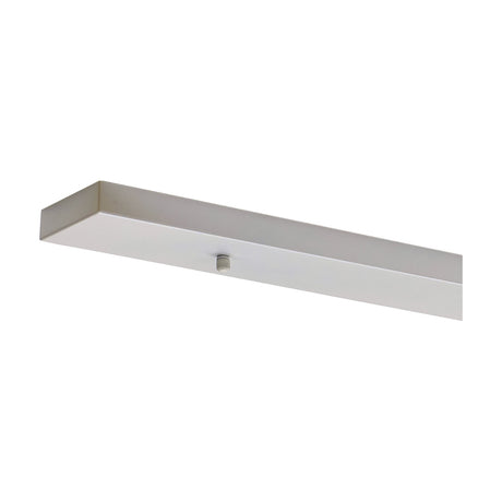 Hayes Linear No-Hole Ceiling Rose 1.4m Long in white, a slim rectangular plate with a central cable outlet, shown against a plain white background.