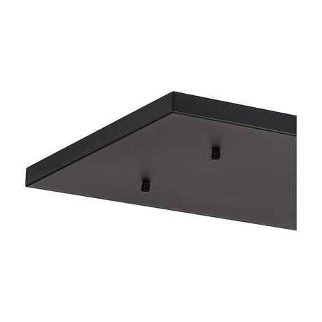 Hayes No-Hole Linear Ceiling Plate in satin black, a long rectangular fixture with two visible mounting pins, shown against a plain white background.