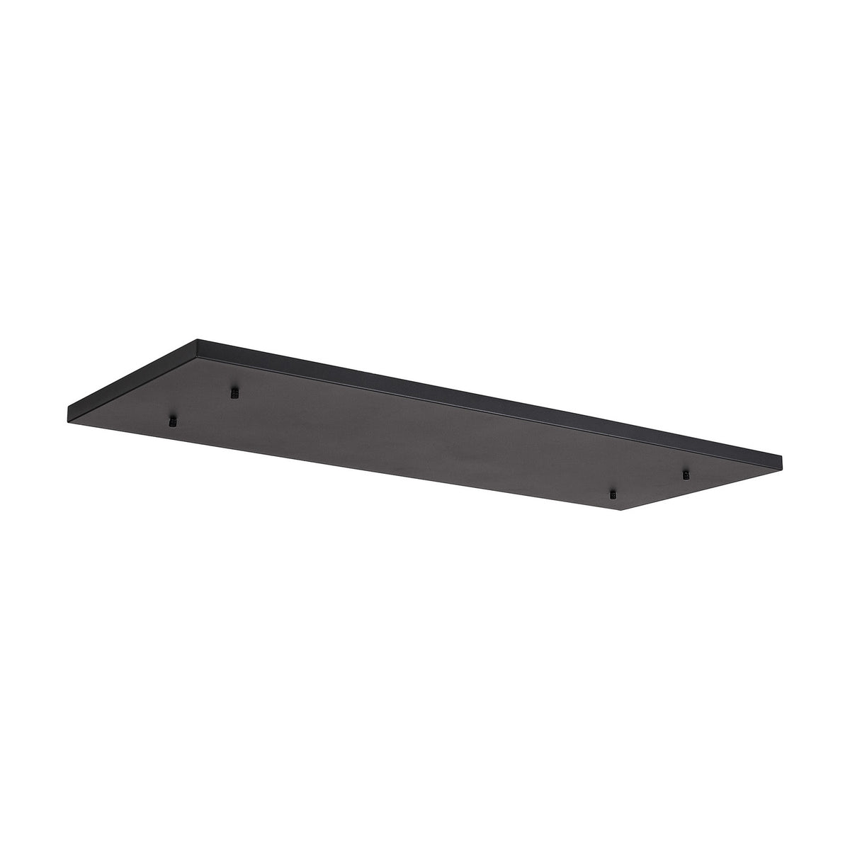 Hayes Linear Ceiling Plate in satin black, a long rectangular iron mounting plate with multiple mounting points for pendant drops, shown against a plain white background.