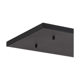 Close-up of the Hayes Linear Ceiling Plate in satin black, showing a slim rectangular iron bar with two visible mounting holes, set against a plain white background.