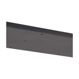 Hayes Linear Ceiling Plate in satin black iron, a long rectangular fixture with visible mounting holes for multiple pendant drops, shown against a plain white background.