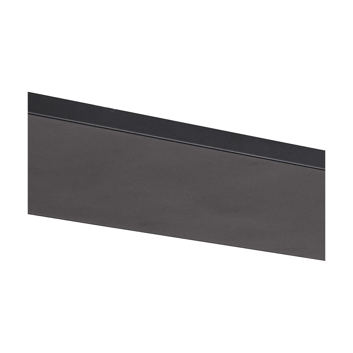 Hayes Linear Ceiling Plate in satin black, a slim 110cm rectangular bar with 12 evenly spaced holes for pendant fittings, shown against a plain white background.