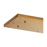 Hayes Linear Ceiling Plate in brass, a long rectangular fixture with visible mounting holes and two connector pins, shown on a plain white background.