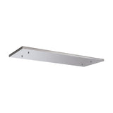 Hayes Linear Ceiling Plate in polished chrome, a long slim rectangular fixture with twelve mounting holes along its length, shown against a plain white background.