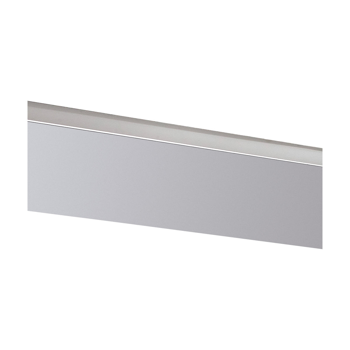 Hayes Linear Ceiling Plate, a long slim rectangular bar in polished chrome with twelve evenly spaced holes, shown on a plain white background.