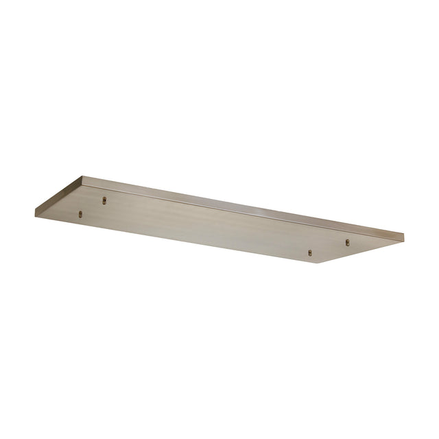 Hayes Linear Ceiling Plate in satin nickel, a long rectangular multi-point canopy with visible mounting holes for pendant cords, shown against a plain white background.