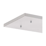 Hayes Linear Ceiling Plate, a white rectangular multi-point canopy with two visible mounting pins, shown at an angle on a plain background.