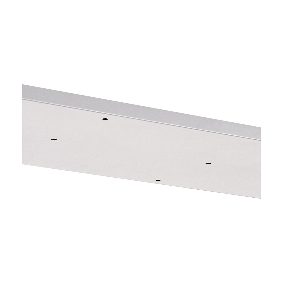 Hayes Linear Ceiling Plate in white, a slim rectangular iron mounting plate with multiple pre-drilled holes for grouping pendant flexes, shown against a plain background.