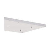 Hayes Linear Ceiling Plate, a slim white rectangular 12-hole fixture plate with visible mounting screws, shown at an angle on a plain white background.