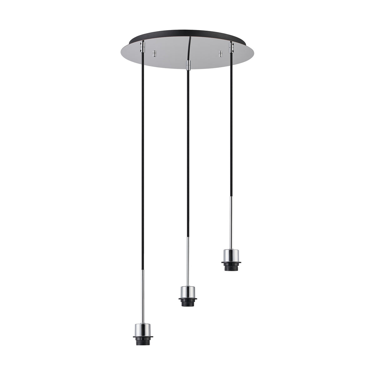 Carrie 3 Light E27 Round Pendant Light 40cm - Polished Chrome