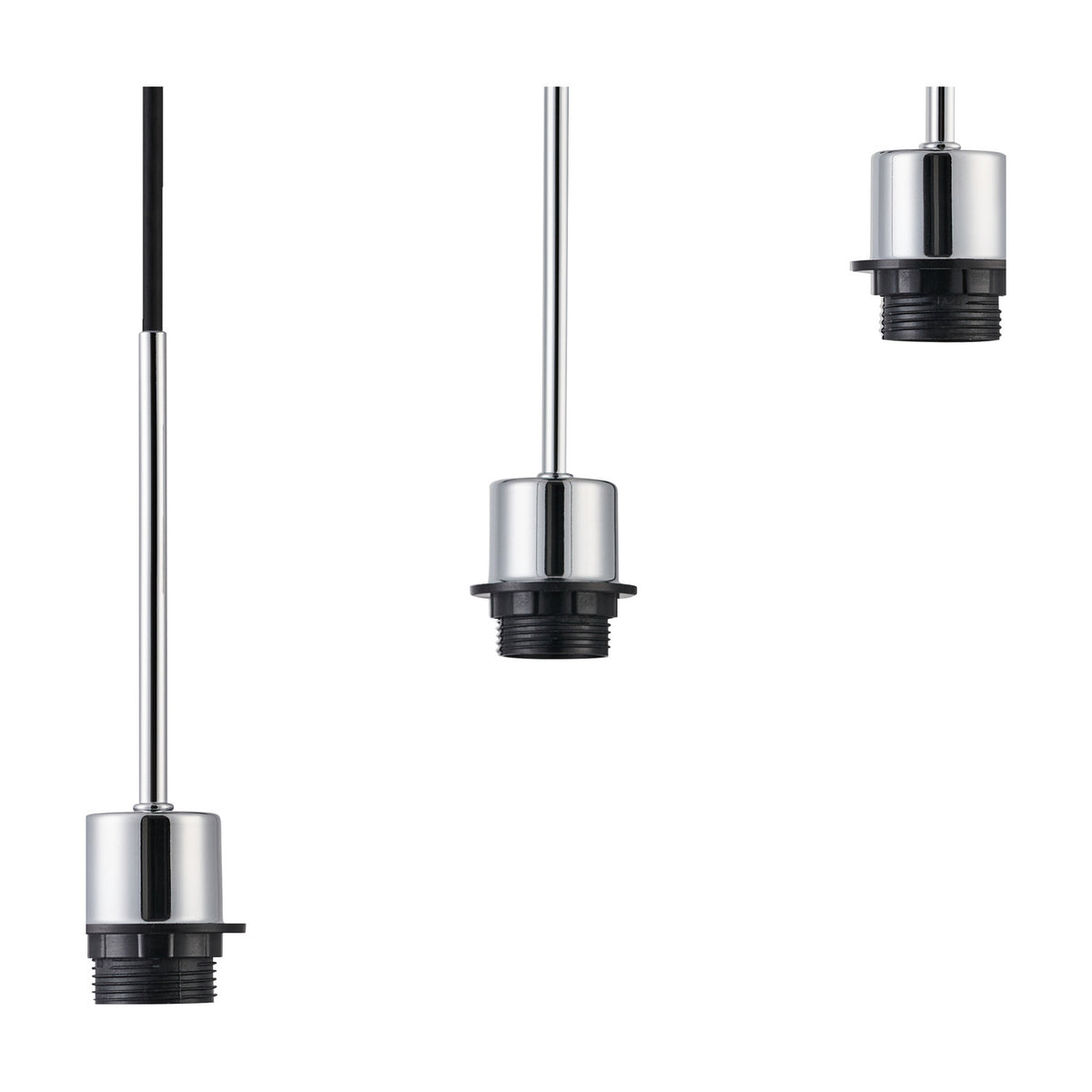 Carrie 3 Light E27 Round Pendant Light 40cm - Polished Chrome