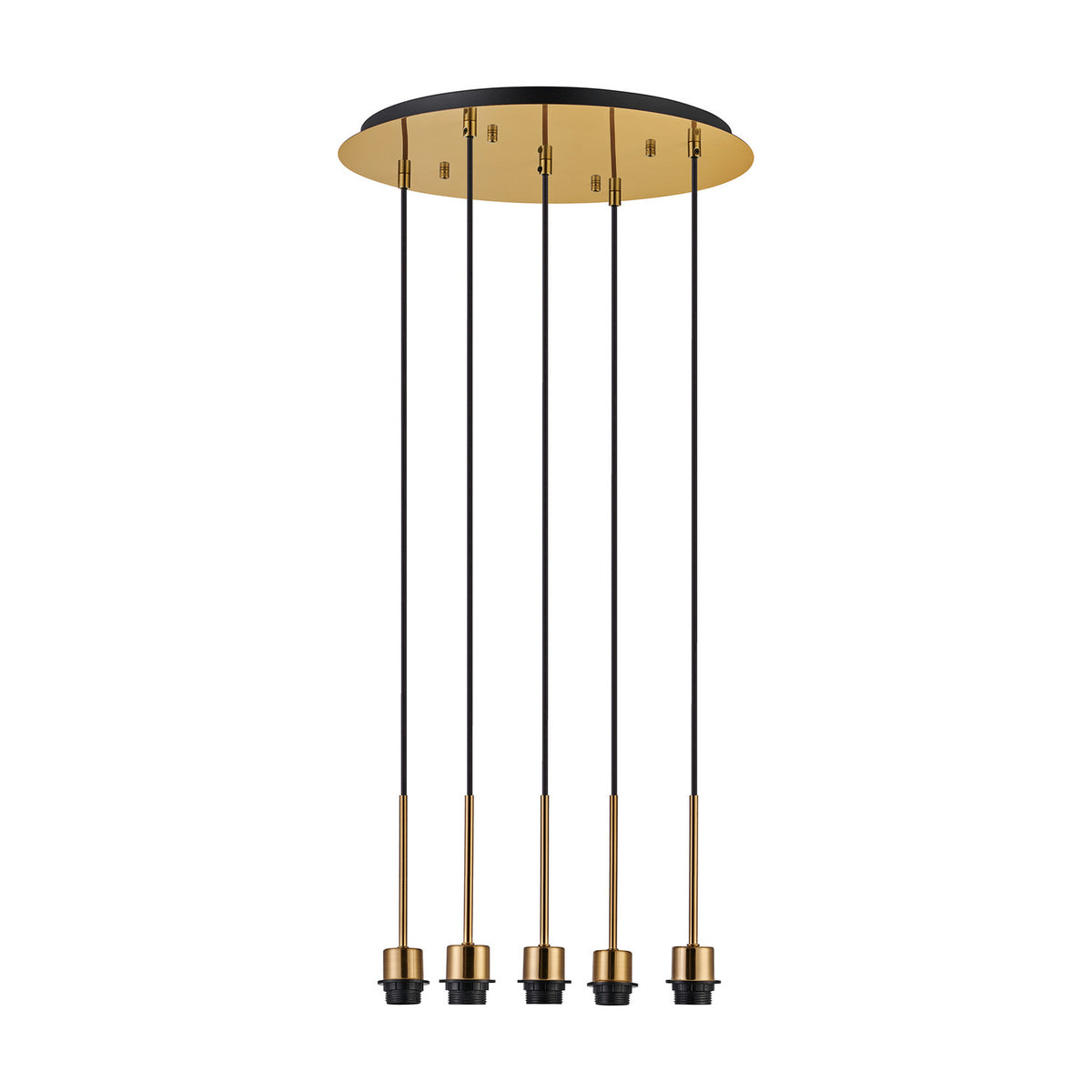 Carrie 5 Light E27 Round Pendant Light 45cm - Antique Gold