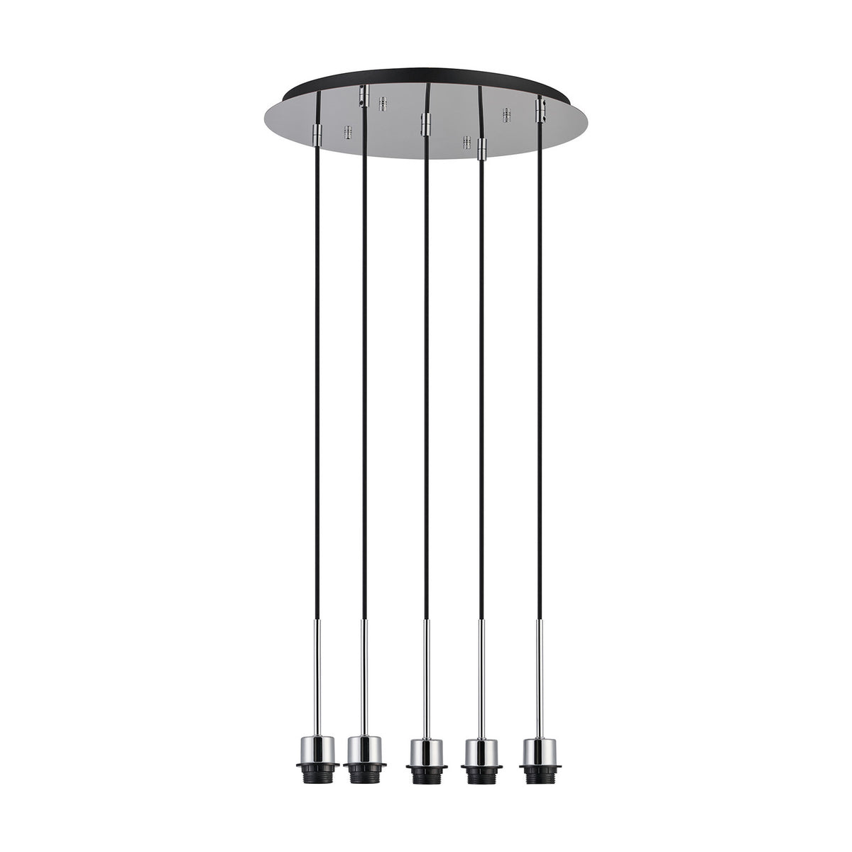 Carrie 5 Light E27 Round Pendant Light 45cm - Polished Chrome