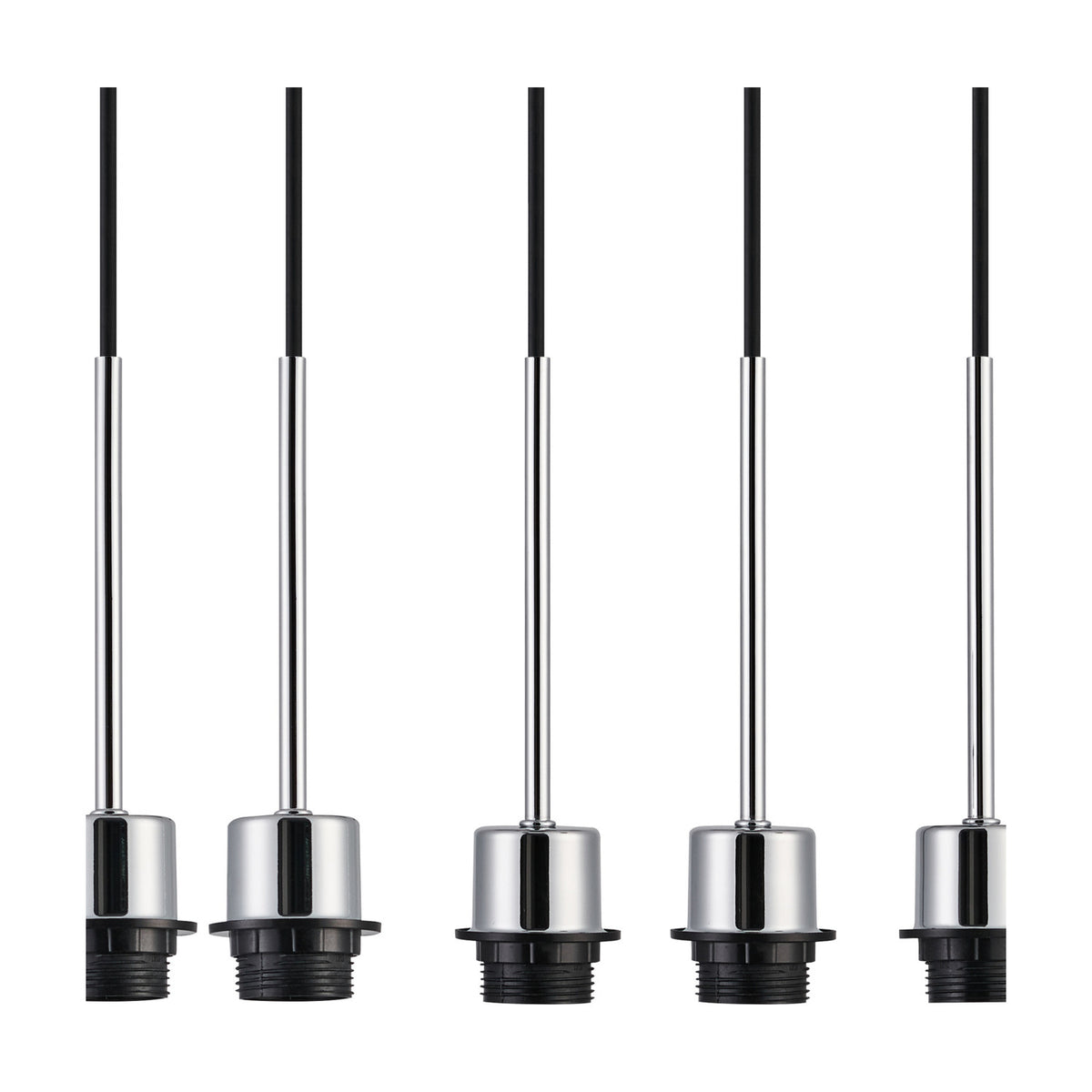Carrie 5 Light E27 Round Pendant Light 45cm - Polished Chrome