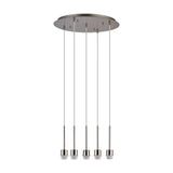 Carrie 5 Light E27 Round Pendant Light 45cm - Satin Nickel
