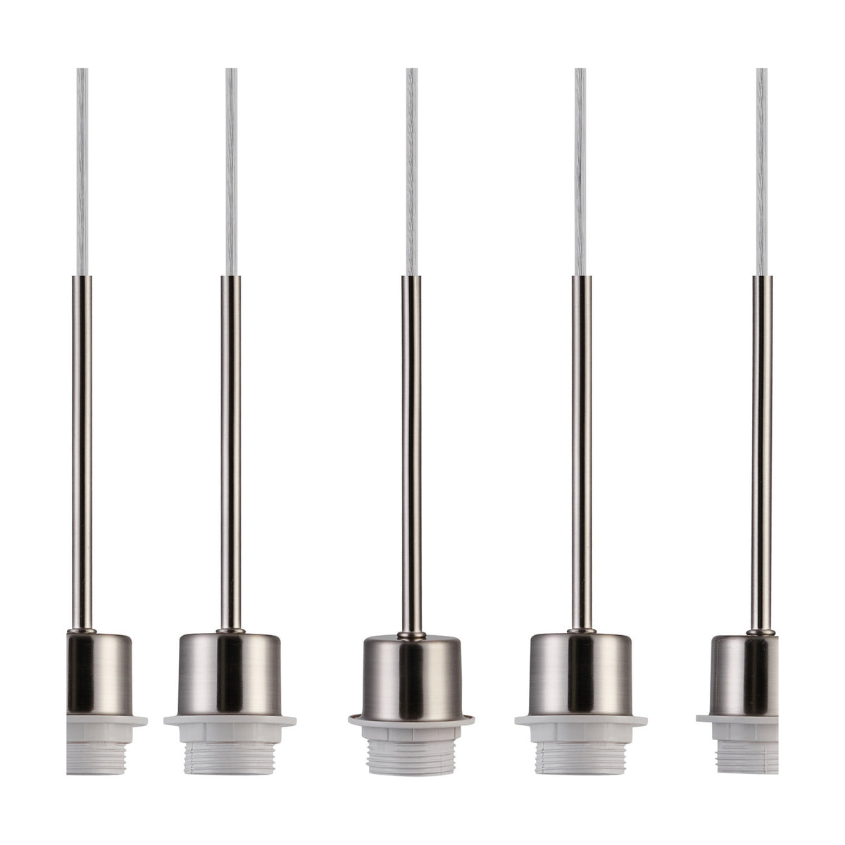 Carrie 5 Light E27 Round Pendant Light 45cm - Satin Nickel