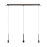 Carrie 3 Light E27 Linear Pendant Light 85cm Drop - Satin Nickel