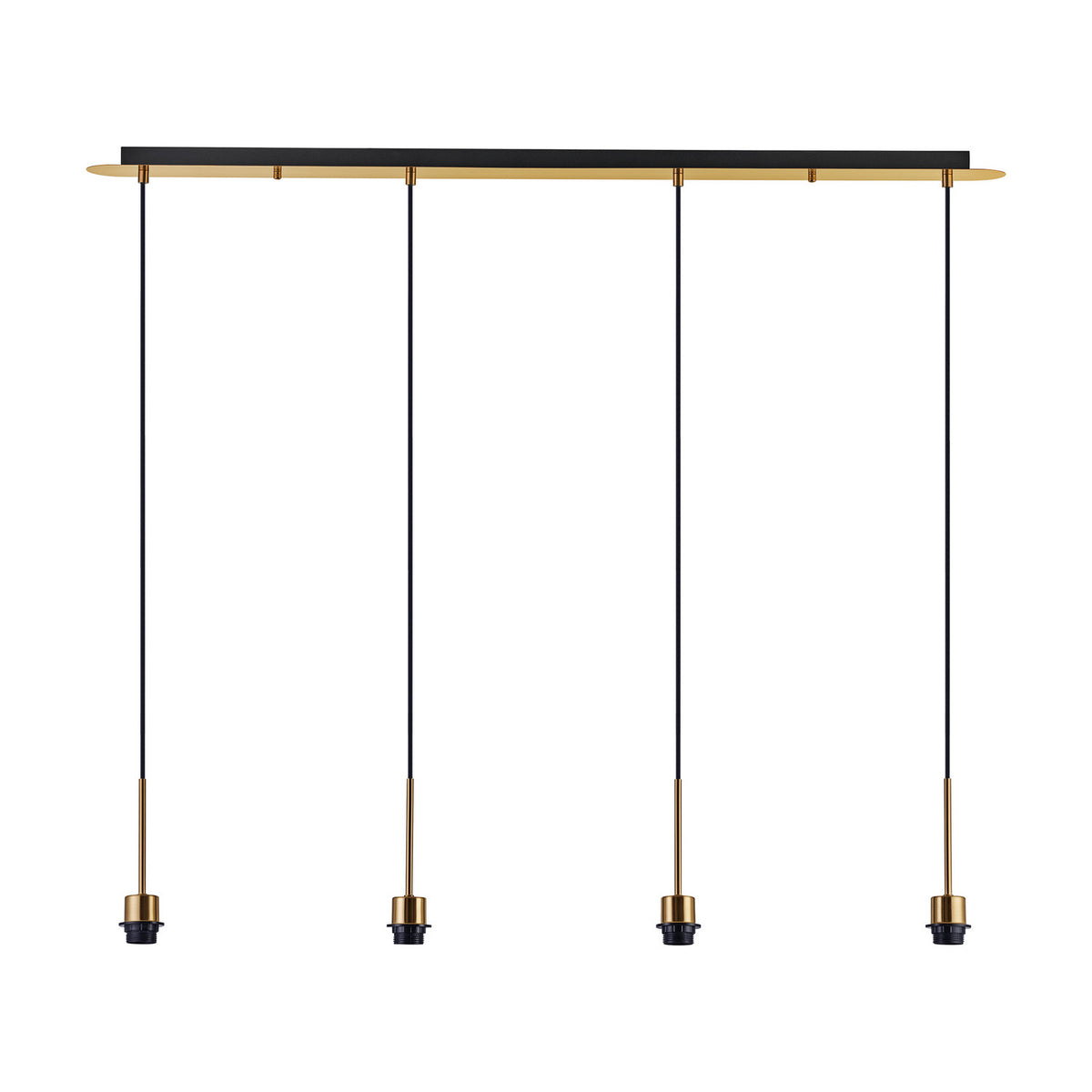 Carrie 4 Light E27 Linear Pendant Light 1.2m Drop - Antique Gold