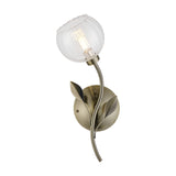 Elm G9 Left Glass Wall Light 19cm - Antique Brass