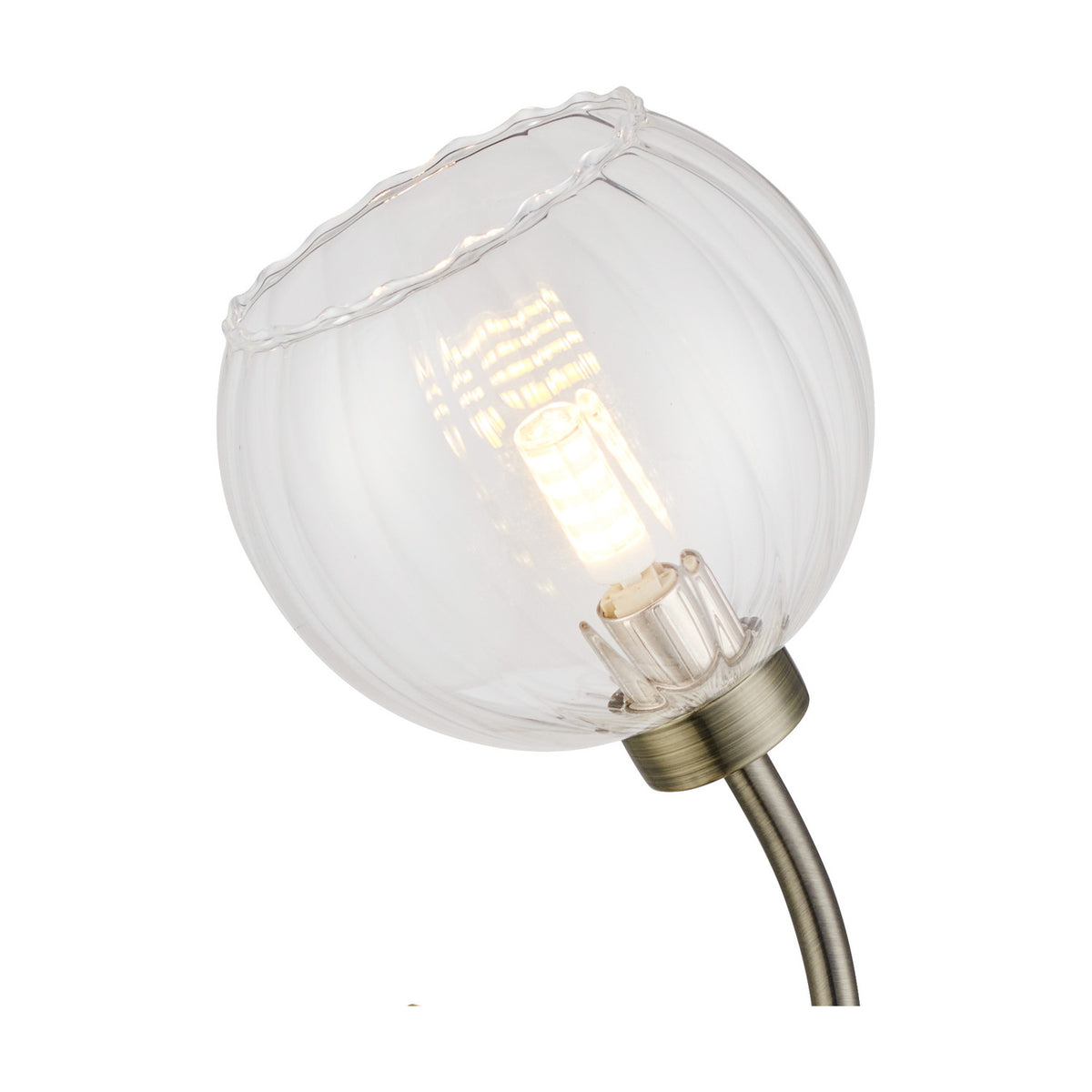 Elm G9 Left Glass Wall Light 19cm - Antique Brass