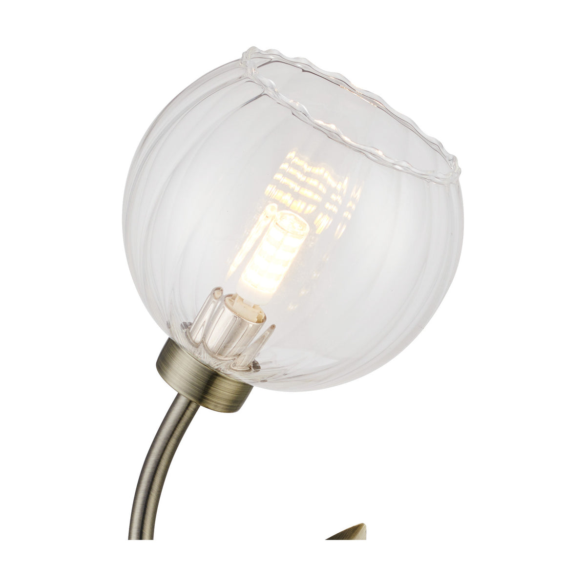 Elm G9 Right Glass Wall Light 19cm - Antique Brass