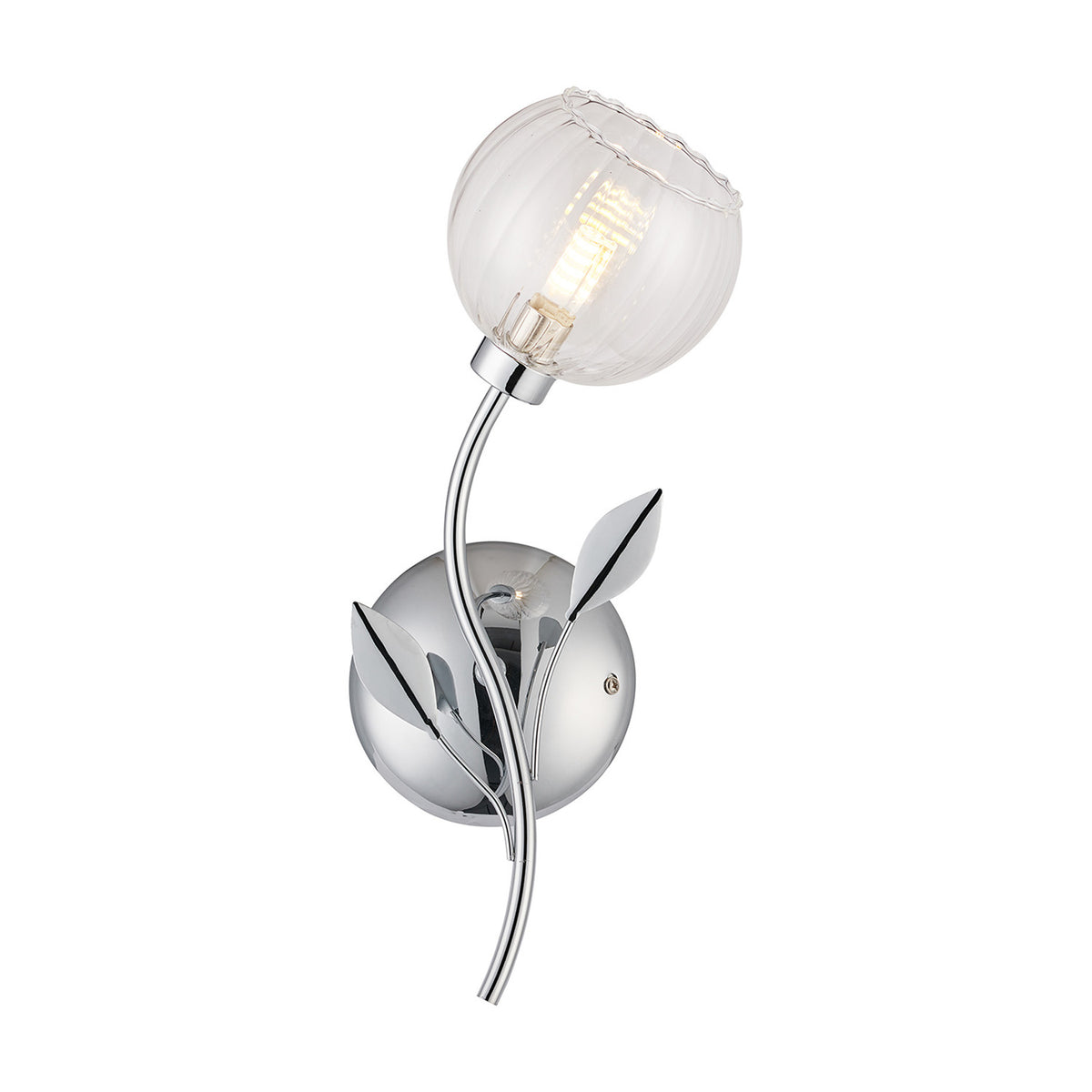 Elm G9 Right Glass Wall Light 19cm - Polished Chrome