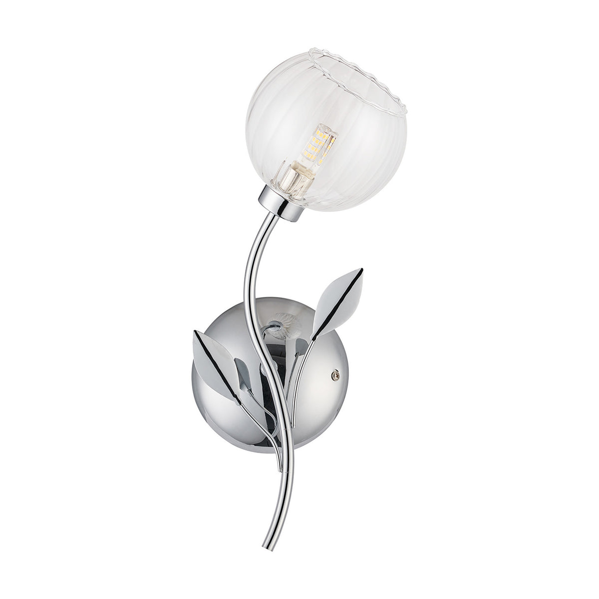 Elm G9 Right Glass Wall Light 19cm - Polished Chrome