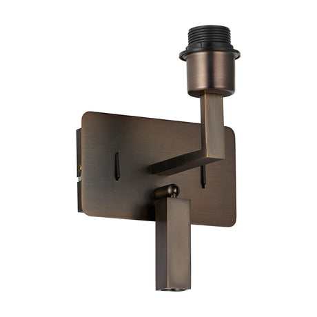 Clara USB-A/C E27 Wall Light with LED Reading Light - Matt Bronze