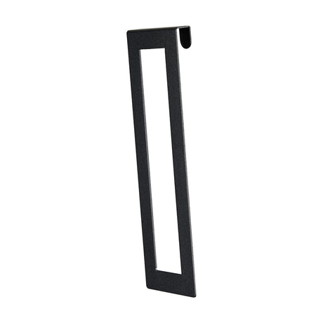 Sigma Lamp Shade 15cm High in satin black steel, a slim rectangular open-frame design with a curved top hook, shown against a plain white background.